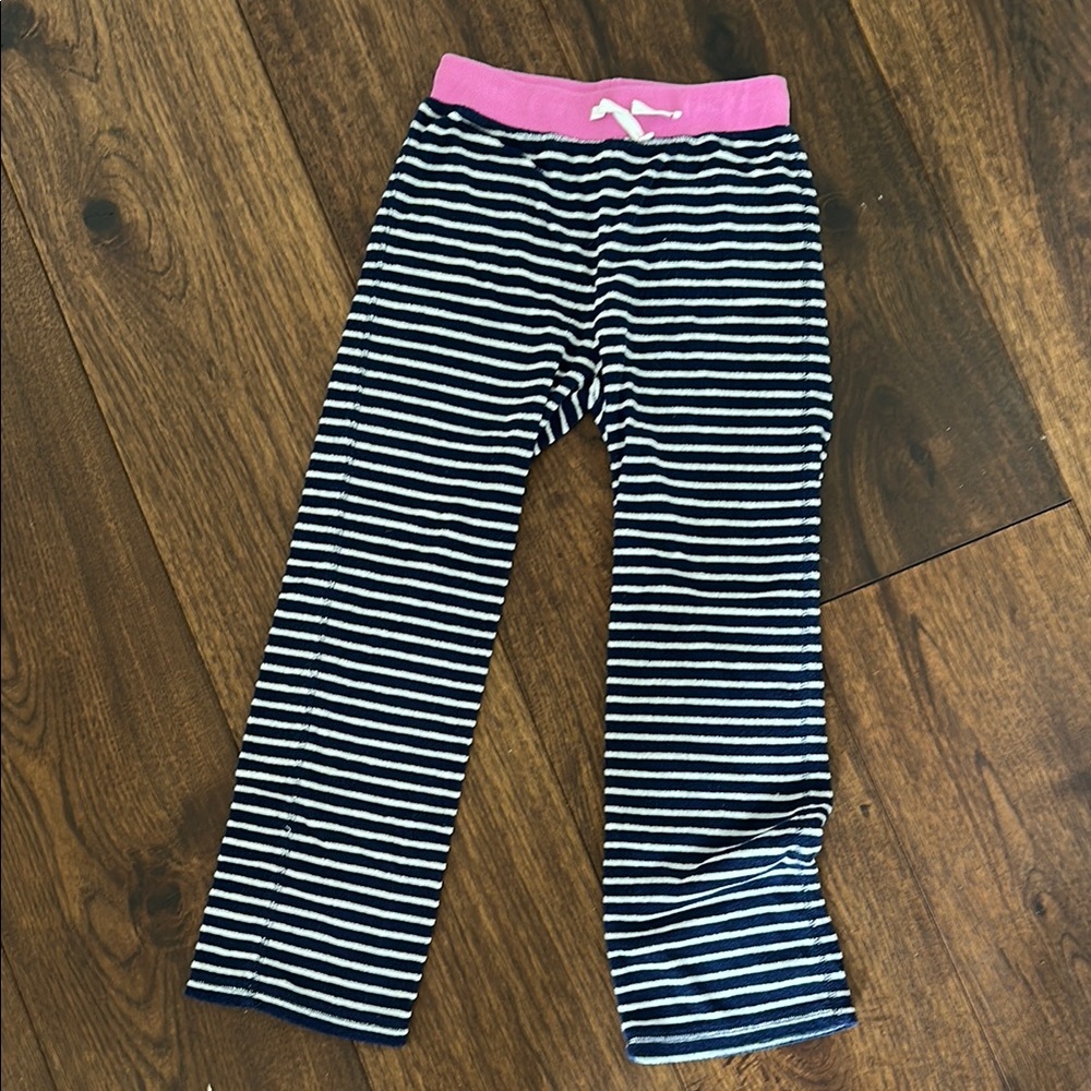Mini Boden White and Navy Blue Toweling Bottoms